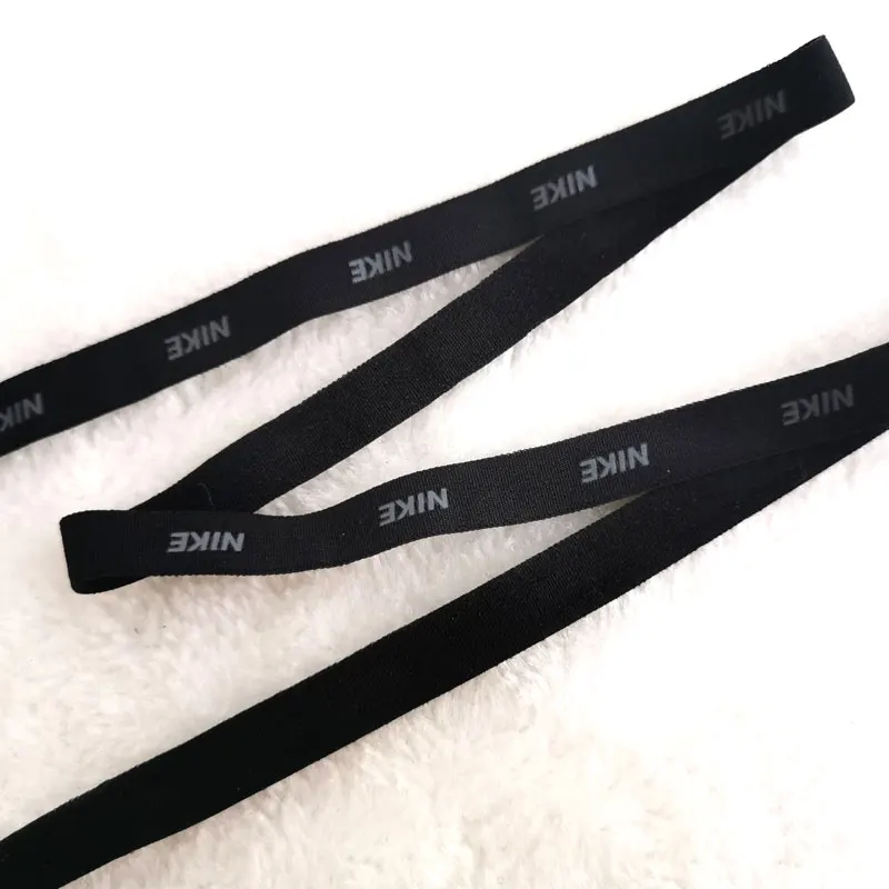 WP12 hot sale fine quality nylon elastic tape with logo printing can be use on neck tape 
WP12 hot sale fine quality nylon elastic tape with logo printing can be use on neck tape