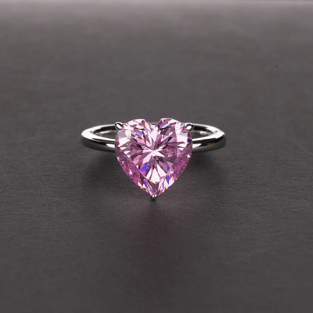 2020 jewelry 925 silver simple eternity heart shape pink cz diamond women wedding ring, Picture
2020 jewelry 925 silver simple eternity heart shape pink cz diamond women wedding ring, Picture