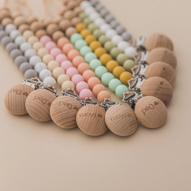 Eco-Friendly Baby Silicone Wooden Bead Dummy Pacifier Chain Love Mother Baby Pacifier Chain Prevention, 5 colors
Eco-Friendly Baby Silicone Wooden Bead Dummy Pacifier Chain Love Mother Baby Pacifier Chain Prevention, 5 colors