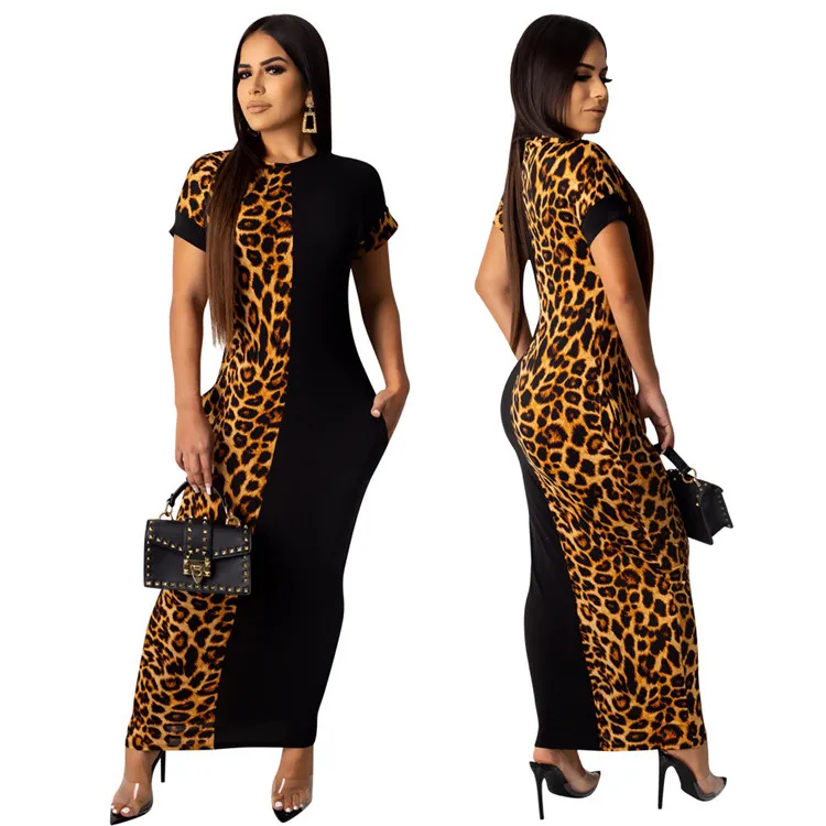 LC8600 women stylish casual leopard short sleeve long dress, Customized color/as show
LC8600 women stylish casual leopard short sleeve long dress, Customized color/as show