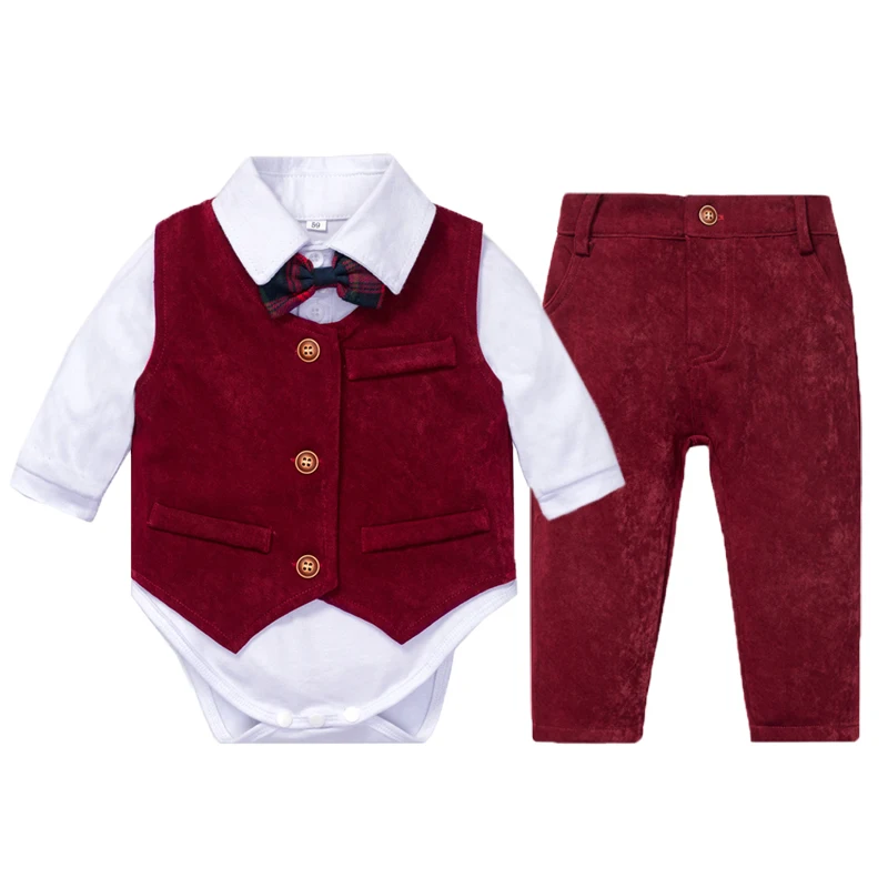 Wedding Bow Vest Set Kids Infant Romper Little Gentleman Suit Clothes for Newborn Baby Boy Outfit Clothing, Red
Wedding Bow Vest Set Kids Infant Romper Little Gentleman Suit Clothes for Newborn Baby Boy Outfit Clothing, Red