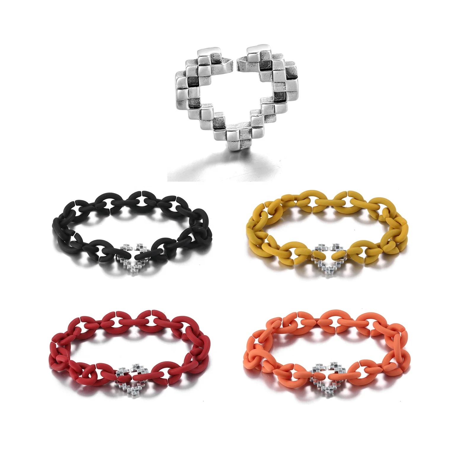 Real 925 sterling silver Braided love shape Beads 10 colors Chain Hard Rubber X Bracelets Women Men for Accessories HOT SALE
Real 925 sterling silver Braided love shape Beads 10 colors Chain Hard Rubber X Bracelets Women Men for Accessories HOT SALE
