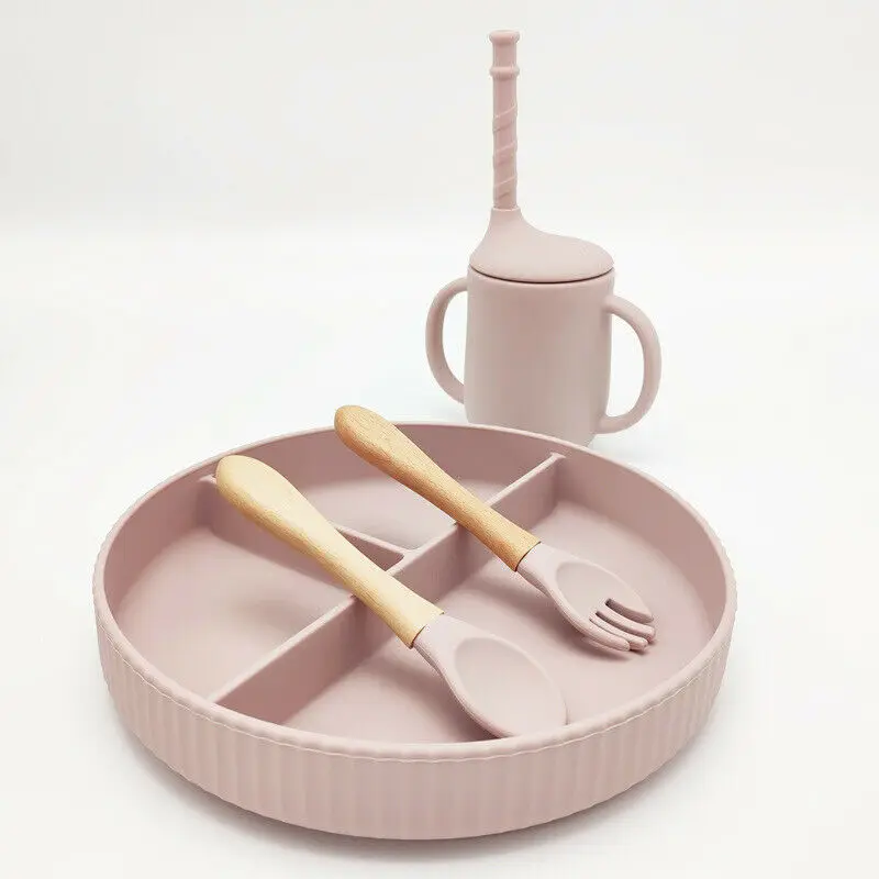 High Quality Baby Feeding Cutlery Set Food Grade Silicone Divided Plate Spoon & Fork Sippy Cup Dinnerware, Multi colors
High Quality Baby Feeding Cutlery Set Food Grade Silicone Divided Plate Spoon & Fork Sippy Cup Dinnerware, Multi colors