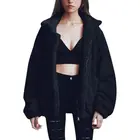 Women Winter Clothing Loose Lapel Long Sleeve Warm Zipper Plush Teddy Jacket Teddy Bear Coat