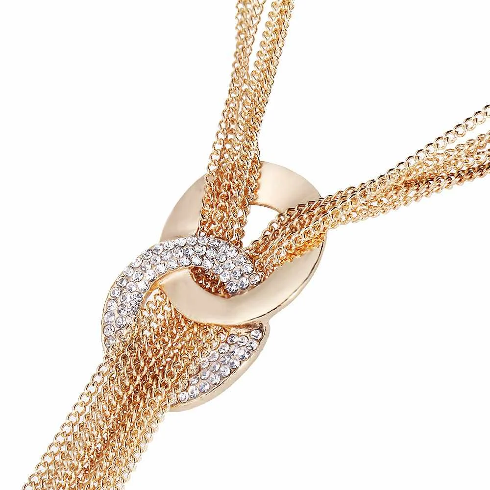 Multi Layered Alloy Chain Necklace Rhinestone Infinity Ring Sweater Necklace Female Jewelry Sweater Chain
Multi Layered Alloy Chain Necklace Rhinestone Infinity Ring Sweater Necklace Female Jewelry Sweater Chain