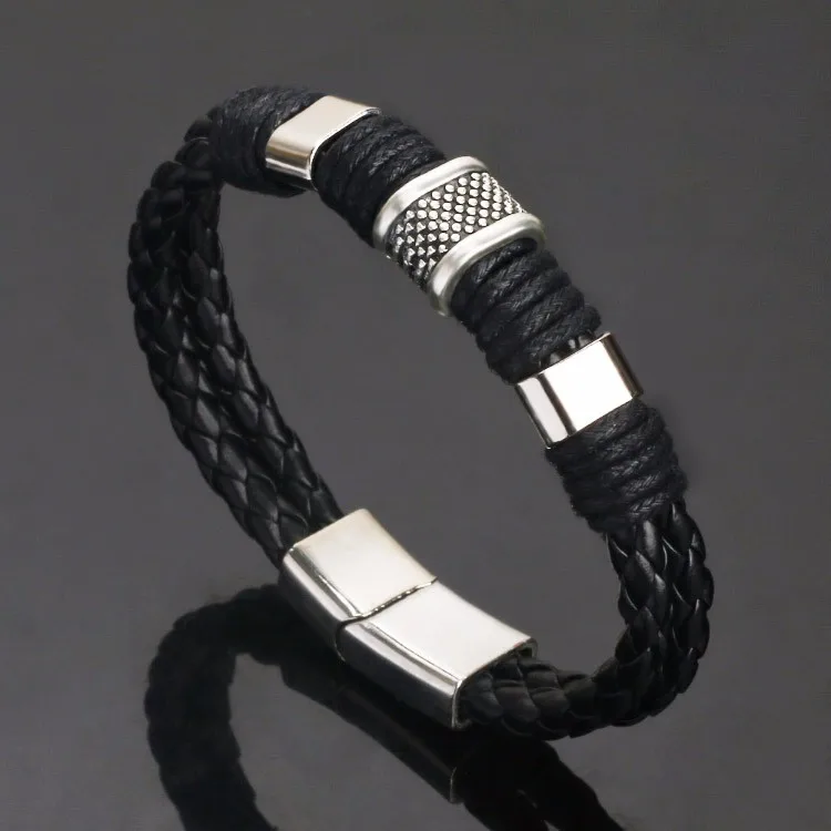 Fashion vintage leather men's cowhide magnet buckle bracelet leather personality domineering preparation leather rope bracelet
Fashion vintage leather men's cowhide magnet buckle bracelet leather personality domineering preparation leather rope bracelet