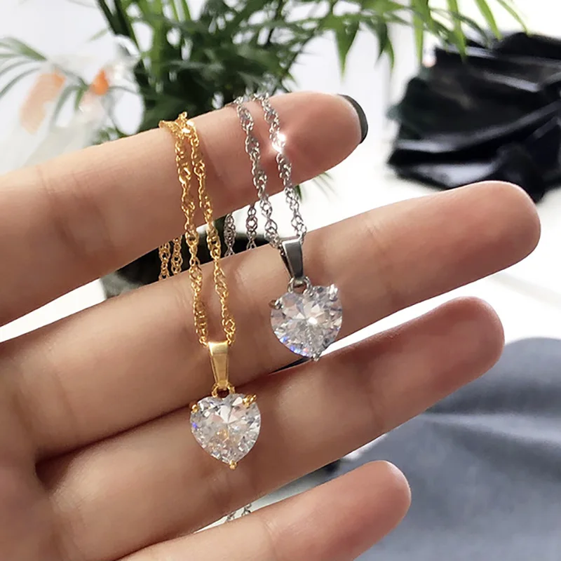 Sweet Women Jewelry Cubic Zirconia Heart Shape Pendant Necklace 18K Gold Plated CZ Heart Necklace for Gifts
Sweet Women Jewelry Cubic Zirconia Heart Shape Pendant Necklace 18K Gold Plated CZ Heart Necklace for Gifts