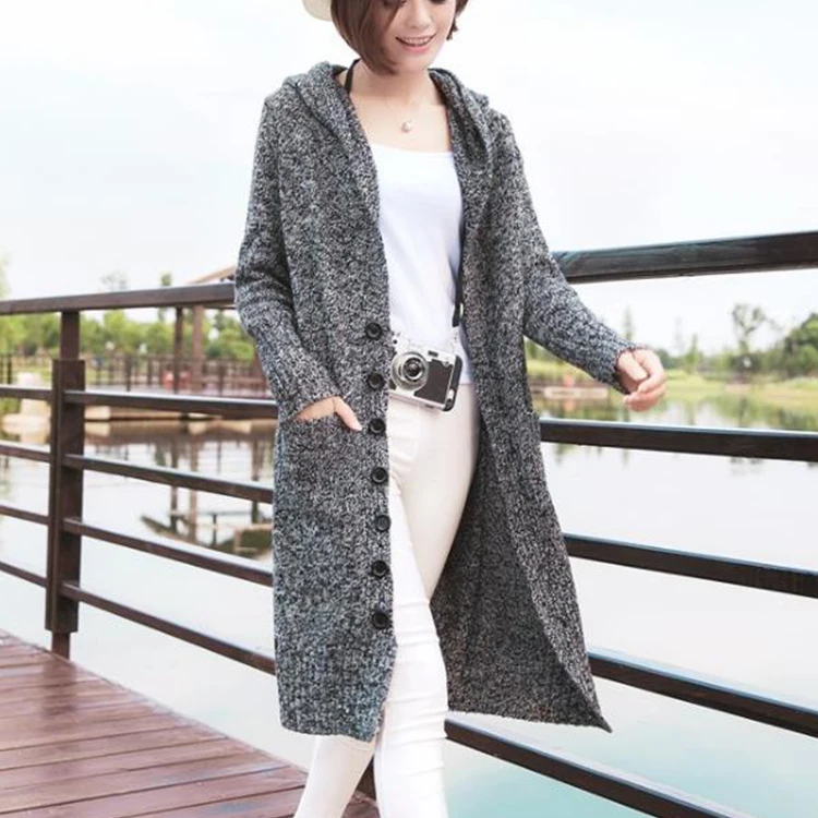 Winter Korean Style With Pocket Knitted Women Chunky Long Wool Hooded Cardigan Sweater Coat, Dark gray / light gray
Winter Korean Style With Pocket Knitted Women Chunky Long Wool Hooded Cardigan Sweater Coat, Dark gray / light gray