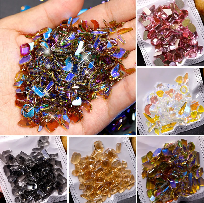 100pcs a bag of aurora color glass shaped crystal stone 3D nail art rhinestone patch DIY rhinestone flat back, 16 colors
100pcs a bag of aurora color glass shaped crystal stone 3D nail art rhinestone patch DIY rhinestone flat back, 16 colors