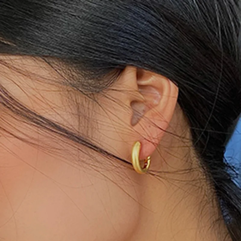 New Trendy Earring 18K Gold Plated Matte Surface Simple Hoop Earrings Stainless Steel Jewelry Wholesale
New Trendy Earring 18K Gold Plated Matte Surface Simple Hoop Earrings Stainless Steel Jewelry Wholesale