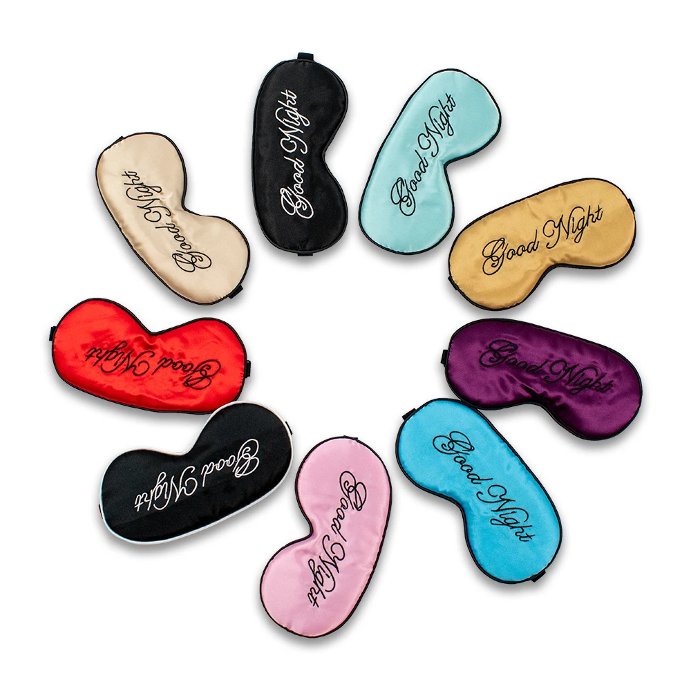 embroidery good night sleep adjustable eye mask with different colors imitated silk eye cover for hotel, Existing colors and
embroidery good night sleep adjustable eye mask with different colors imitated silk eye cover for hotel, Existing colors and