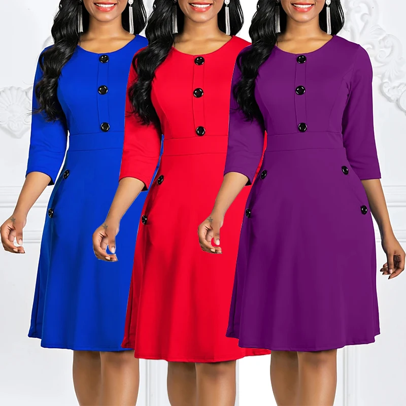 2021 New Fall Winter O-neck One Piece A-line Dress Women Clothing Casual Solid Three Quarter Sleeve Office Lady Elegant Dress
2021 New Fall Winter O-neck One Piece A-line Dress Women Clothing Casual Solid Three Quarter Sleeve Office Lady Elegant Dress