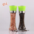 Factory Direct Sale Plastic Tall Body Glass Manual Salt and Pepper Grinder Set Of 2