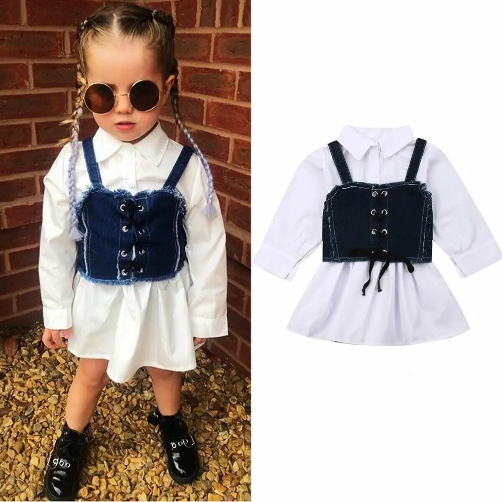 Baby Girls dress Princess Casual Shirt Dress + Denim Vest Long sleeve Party Fashion Dresses Clothes 2pcs Outfits
Baby Girls dress Princess Casual Shirt Dress + Denim Vest Long sleeve Party Fashion Dresses Clothes 2pcs Outfits