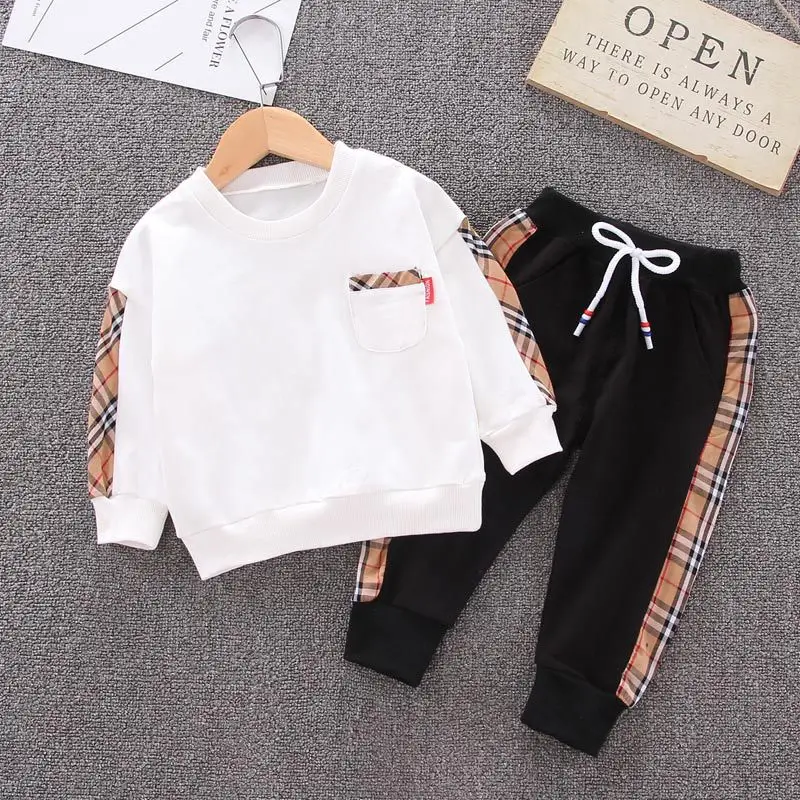 Children's spring and autumn clothes baby clothes set boy top + pants striped plaid baby clothes set kids, Picture
Children's spring and autumn clothes baby clothes set boy top + pants striped plaid baby clothes set kids, Picture