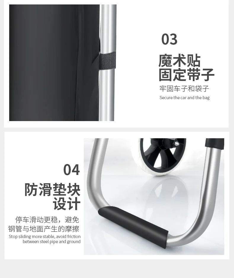 Foldable 2-wheel aluminum trolley canvas bag waterproof shopping cart bag