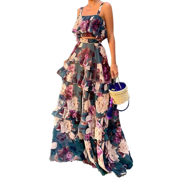 60/5000 Haoohu chiffon skirt summer new European and American women's two-piece skirt with halter top cake layer high waist hal
60/5000 Haoohu chiffon skirt summer new European and American women's two-piece skirt with halter top cake layer high waist hal