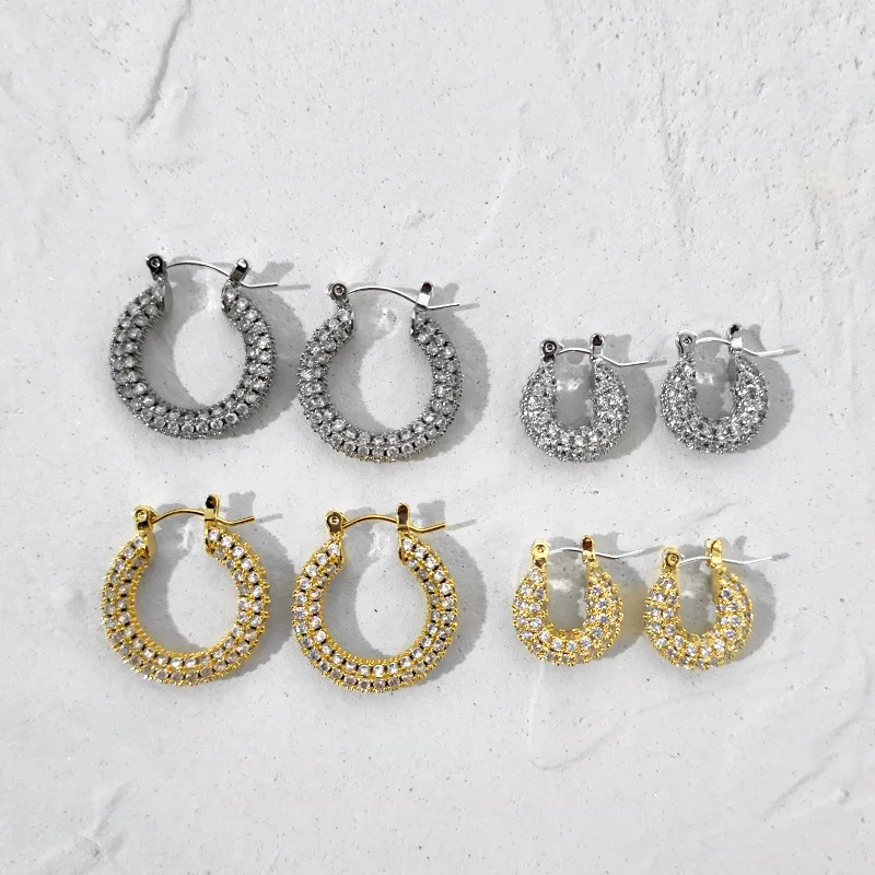 Luxury Real 18k Gold Plated CZ Crystal Chunky Circle Hoop Earrings Blingbling Zircon Hoop Earrings
Luxury Real 18k Gold Plated CZ Crystal Chunky Circle Hoop Earrings Blingbling Zircon Hoop Earrings