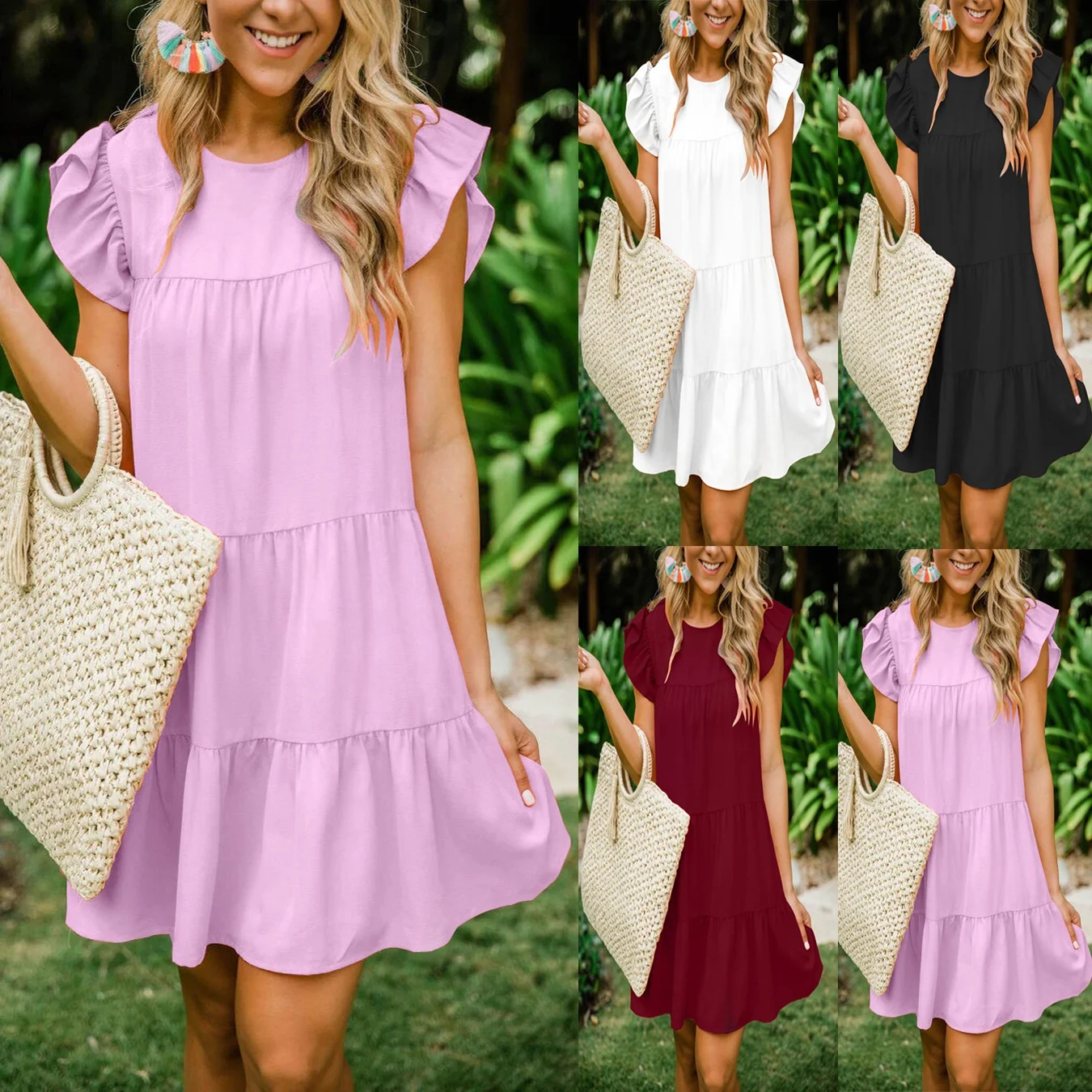 Summer New Personality Women's Clothing Lotus Leaf Sleeve Ruched Dress, Red/white/black/pink
Summer New Personality Women's Clothing Lotus Leaf Sleeve Ruched Dress, Red/white/black/pink