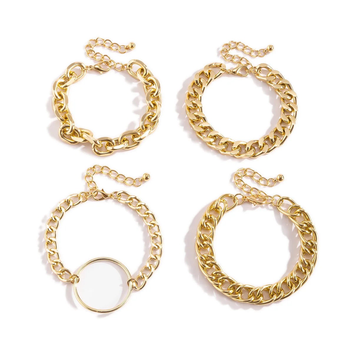 Trendy Female Wrist Accessories Think Wide Punk Style Chain Bracelet Sets Geometry Cool Street-style Statement Set 4 Bracelets, Gold color silver color
Trendy Female Wrist Accessories Think Wide Punk Style Chain Bracelet Sets Geometry Cool Street-style Statement Set 4 Bracelets, Gold color silver color