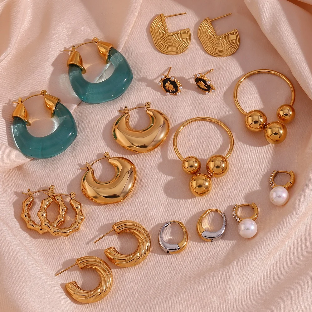 Summer Jewelry Earrings Set For Women Fashion Jewelry Earrings 18k Gold Plated Stainless Steel Jewelry
Summer Jewelry Earrings Set For Women Fashion Jewelry Earrings 18k Gold Plated Stainless Steel Jewelry