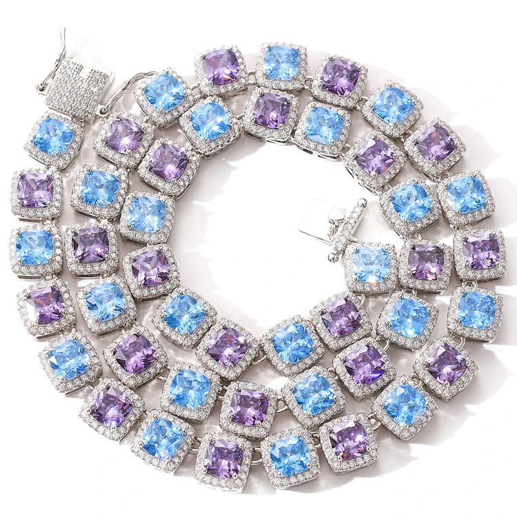 Hip Hop Necklace Multi Color Blue Purple Square Stone 5A CZ Diamond Rap Tennis Chains for Men
Hip Hop Necklace Multi Color Blue Purple Square Stone 5A CZ Diamond Rap Tennis Chains for Men