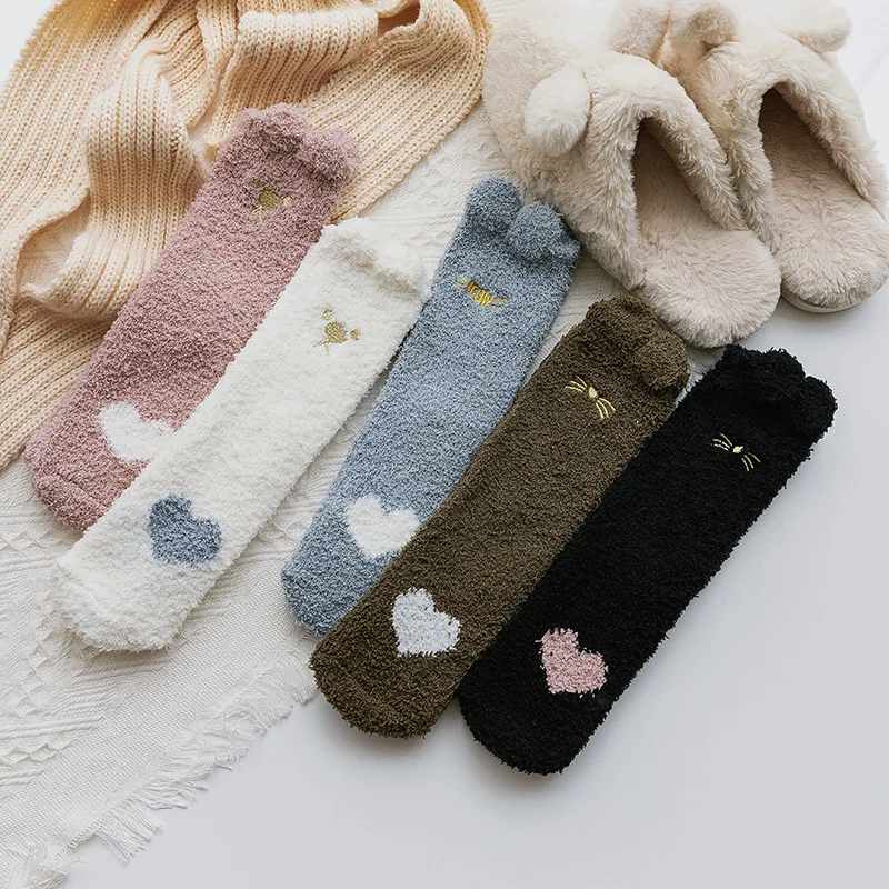 socks embroidery custom logo winter thick warm cute cat fuzzy sleep socks women, Custom color
socks embroidery custom logo winter thick warm cute cat fuzzy sleep socks women, Custom color
