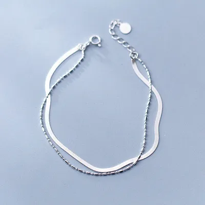 

Ins Fashion Jewelry S925 Sterling Silver Layered Beaded Chain Bracelet 925 Double Layer Snake Bone Chain Bracelet For Women