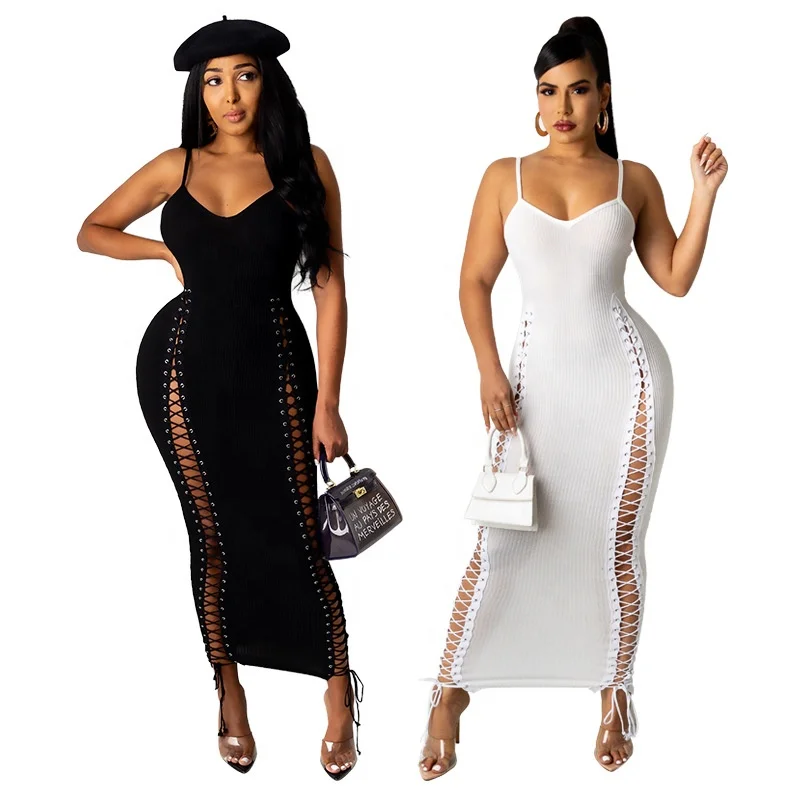 LW - CY9089 hot sales skinny sun dresses 2021 women summer rib knit long sling white dresses with bandage
LW - CY9089 hot sales skinny sun dresses 2021 women summer rib knit long sling white dresses with bandage