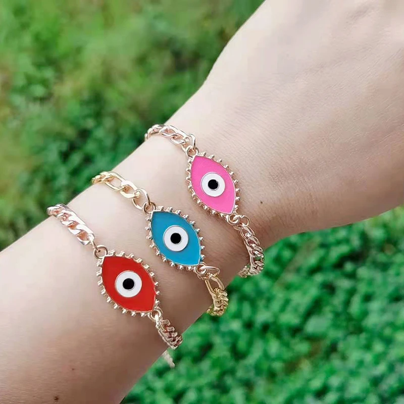 ladies delicate chain bracelet 14K gold plated bracelet lovely evileye bracelet ladies jewelry, Customized color
ladies delicate chain bracelet 14K gold plated bracelet lovely evileye bracelet ladies jewelry, Customized color
