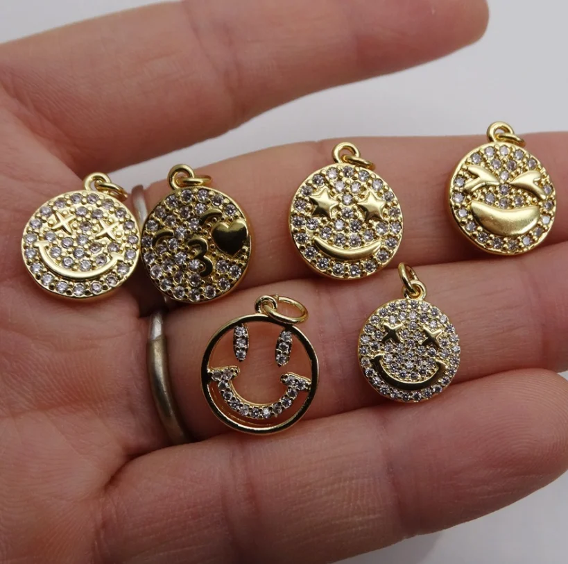 Cute gold plated micro pave cz pendant charm, face smiling happy face pendant charm for necklace DIY
Cute gold plated micro pave cz pendant charm, face smiling happy face pendant charm for necklace DIY