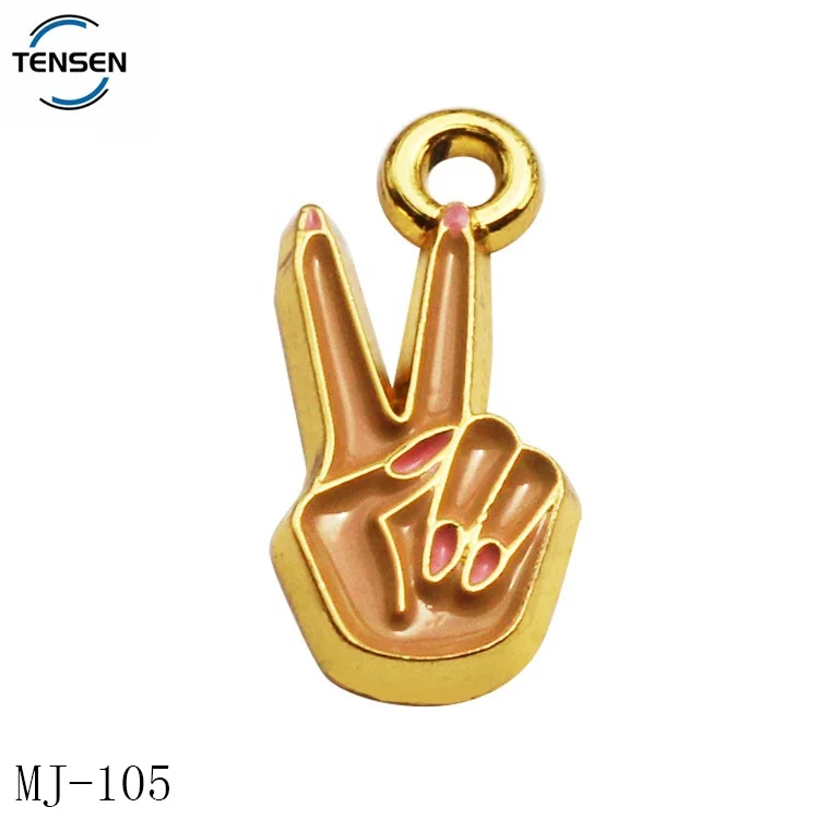 

Custom 3d finger charms logos wholesale zinc alloy enamel bracelet metal pendant tags for hanging necklace, Can be choose