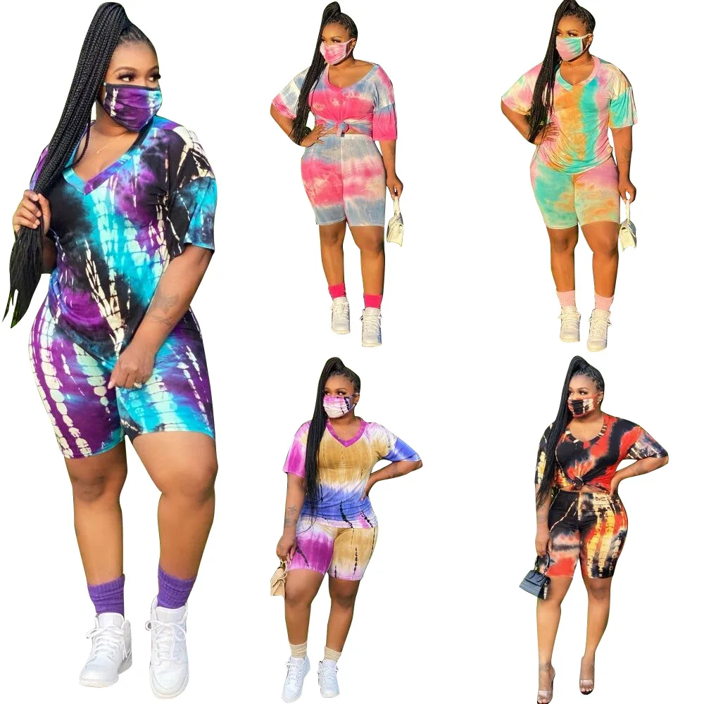 INS Hot Sale Tie Die Plus Size 2piece Outfits Women V neck Short Sleeve Tracksuit, Green,red,blue,black,purple
INS Hot Sale Tie Die Plus Size 2piece Outfits Women V neck Short Sleeve Tracksuit, Green,red,blue,black,purple