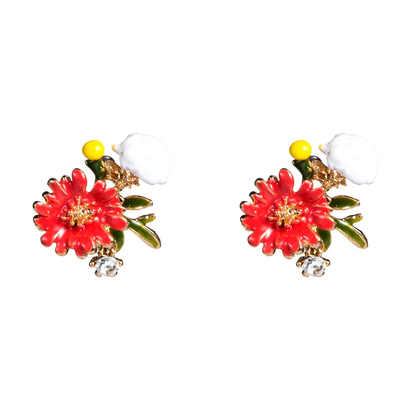 Fashion Women Gold Plated Oil Drip Daisy Flower Stud Earrings Red Enamel Flower Earrings
Fashion Women Gold Plated Oil Drip Daisy Flower Stud Earrings Red Enamel Flower Earrings