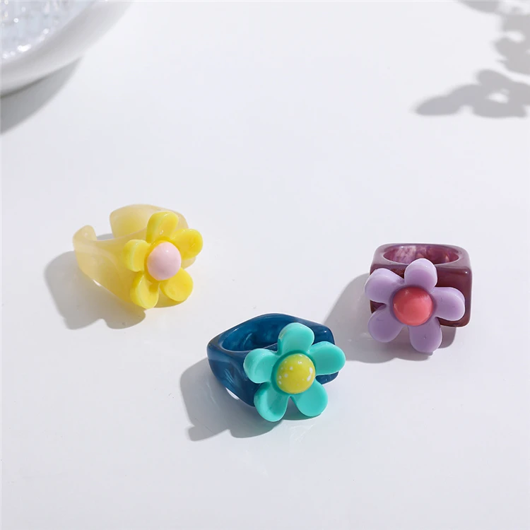 Korean Ins Fashion Little Flower Ring Multicolor Plastic Resin Ring Jewelry Summer Candy Colors Cute Acrylic Flower Rings, Picture shows
Korean Ins Fashion Little Flower Ring Multicolor Plastic Resin Ring Jewelry Summer Candy Colors Cute Acrylic Flower Rings, Picture shows