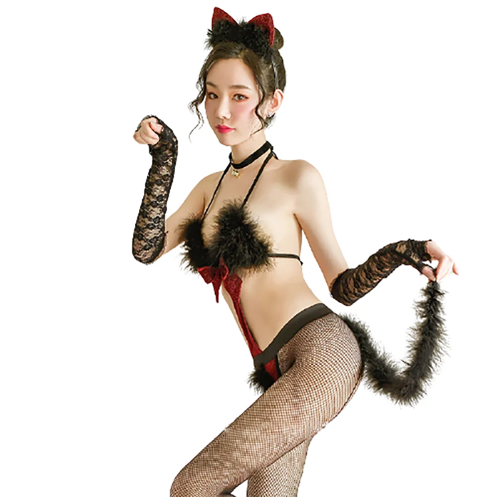 2020 new design Sexy lingerie cosplay uniform with cat ear tail for Sultry pose, Red black green white
2020 new design Sexy lingerie cosplay uniform with cat ear tail for Sultry pose, Red black green white