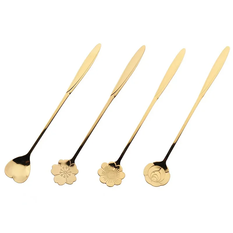 Stainless steel long handle exquisite flower spoon coffee mixing spoon gold spoon set
Stainless steel long handle exquisite flower spoon coffee mixing spoon gold spoon set