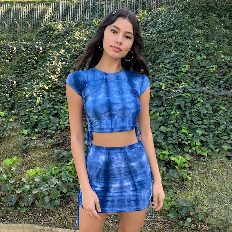 2021 Summer Dress Round Neck Short Sleeve Bodycon T-shirt High Waist Sexy Mini Hip Skirt Two Piece Set Women Clothing, Blue/brick-red
2021 Summer Dress Round Neck Short Sleeve Bodycon T-shirt High Waist Sexy Mini Hip Skirt Two Piece Set Women Clothing, Blue/brick-red