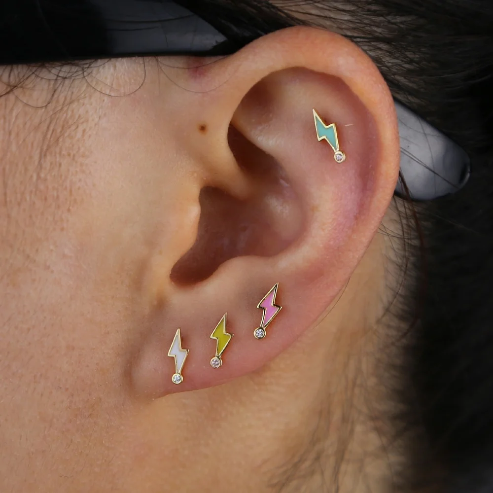 Fashion ear Jewelry New Minimalist enamel colorful lightning Earrings with cz for Women 925 Sterling Silver Zircon Stud Earring
Fashion ear Jewelry New Minimalist enamel colorful lightning Earrings with cz for Women 925 Sterling Silver Zircon Stud Earring
