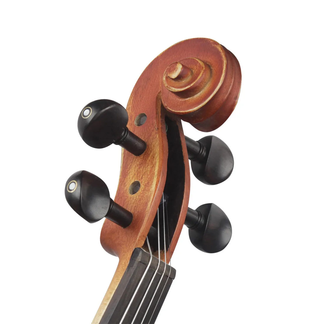 

4/4 3/4 1/2 1/4 1/8 Violin 4 Pcs With Fish Eye String Shaft Ebony String Fitting, Black