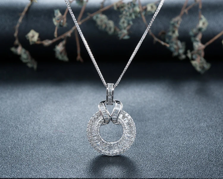 

Manufacturer direct sale Best Selling KYNL074 CZ Necklaces Oval Shape Platinum Plated 3A Zircon Necklace jewelry for Women, Silver