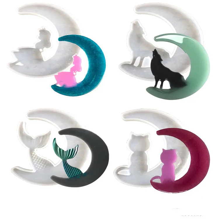 Y933 Shiny Mold Silicone Girl Wolf Fishtail Cat On The Moon Resin Molds, Random
Y933 Shiny Mold Silicone Girl Wolf Fishtail Cat On The Moon Resin Molds, Random
