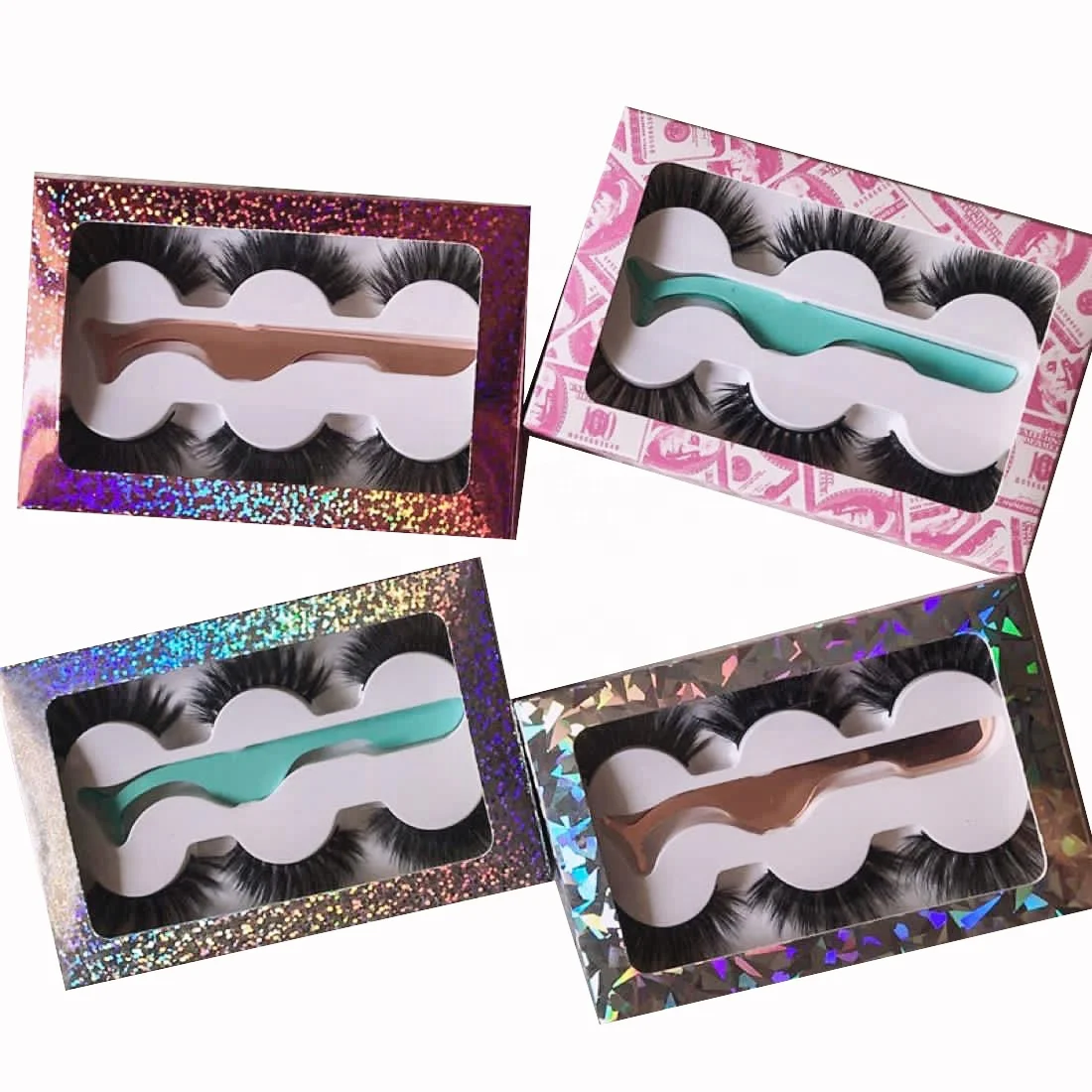 Faux mink lashes full strip 3d false eyelashes 3 pair package box with pink tweezer customized lashes paper lashbox, Black
Faux mink lashes full strip 3d false eyelashes 3 pair package box with pink tweezer customized lashes paper lashbox, Black