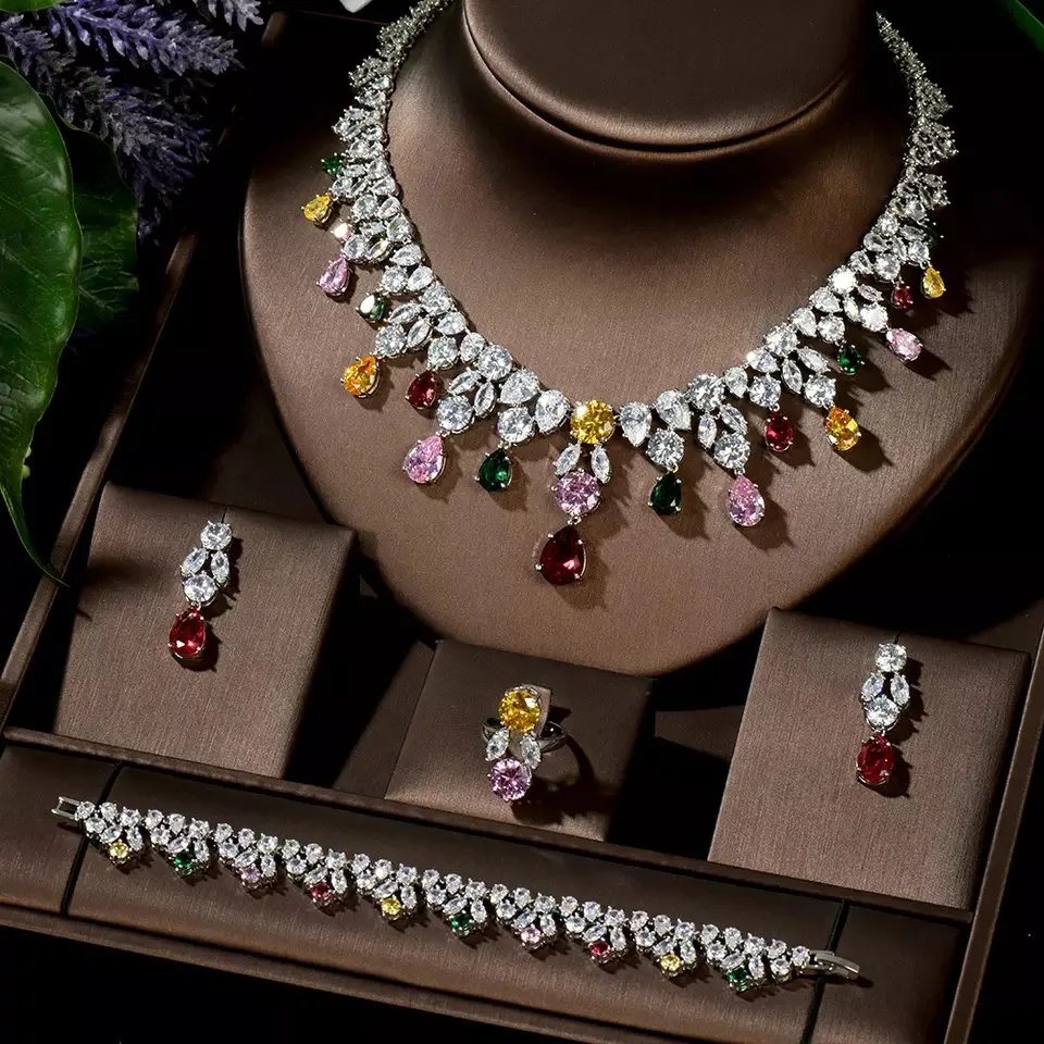 Sparking Multi-color Water Drop Shape AAA CZ Stone Women Earring Necklace Jewelry Sets Wedding Accessories
Sparking Multi-color Water Drop Shape AAA CZ Stone Women Earring Necklace Jewelry Sets Wedding Accessories