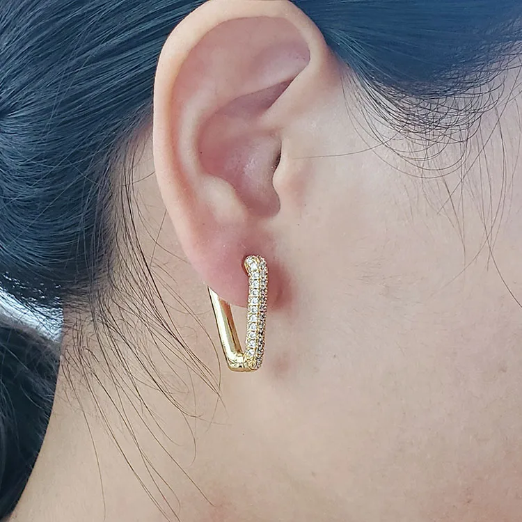 EC1651 New Unique Diamond Crystal CZ micro pave triangle hoop huggie earrings jewelry for women, Gold,silver
EC1651 New Unique Diamond Crystal CZ micro pave triangle hoop huggie earrings jewelry for women, Gold,silver