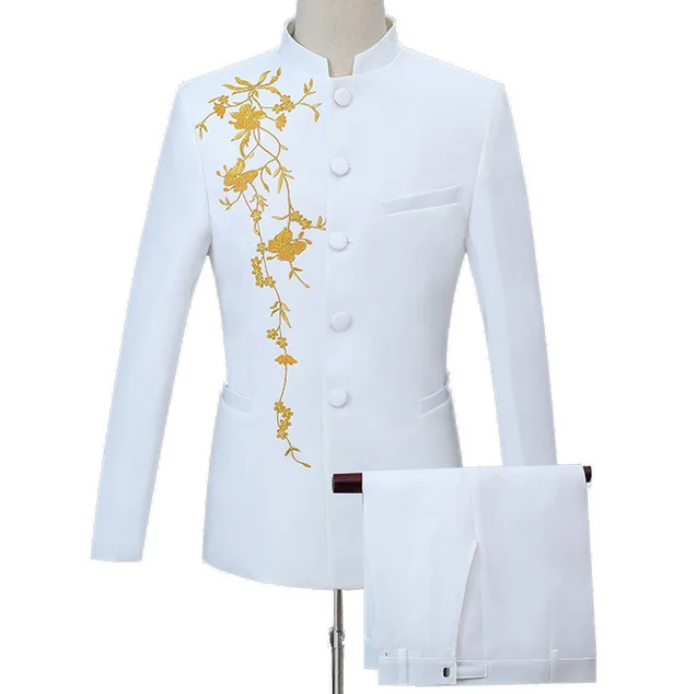 Amazon Hot Sell Embroidered Stand-up Collar Chinese Tunic Suit Coat Pant Men Suit Mens Slim Fit Suits
Amazon Hot Sell Embroidered Stand-up Collar Chinese Tunic Suit Coat Pant Men Suit Mens Slim Fit Suits