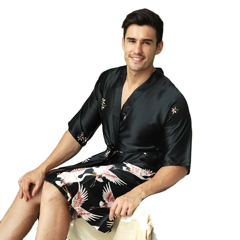 Hot Sale Silk Ice Long-sleeved Pajamas Long Robe Bathrobe Home Clothing Sleepwear Set for Men
Hot Sale Silk Ice Long-sleeved Pajamas Long Robe Bathrobe Home Clothing Sleepwear Set for Men