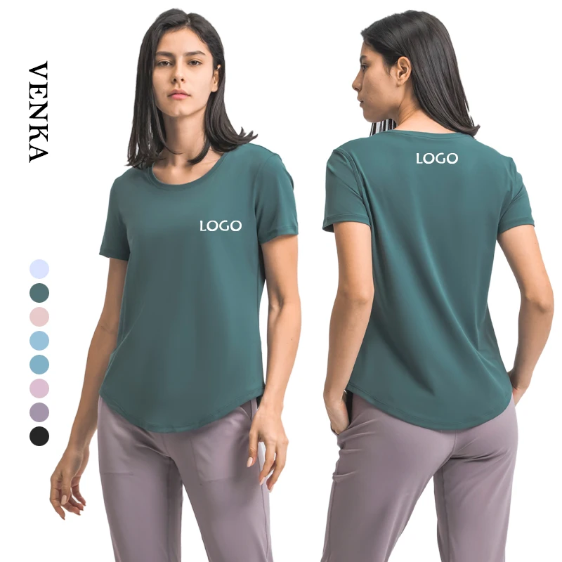 Wholesale Ladies Fitness Workout Short Sleeve Shirt O Neck Curve Bottom Loose Design Women Plus Size Women's Blouses & Shirts
Wholesale Ladies Fitness Workout Short Sleeve Shirt O Neck Curve Bottom Loose Design Women Plus Size Women's Blouses & Shirts