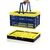 25KG Wholesale Trolley Handle Folding Plastic Supermarket Collapsible Foldable Shopping Basket with wheels