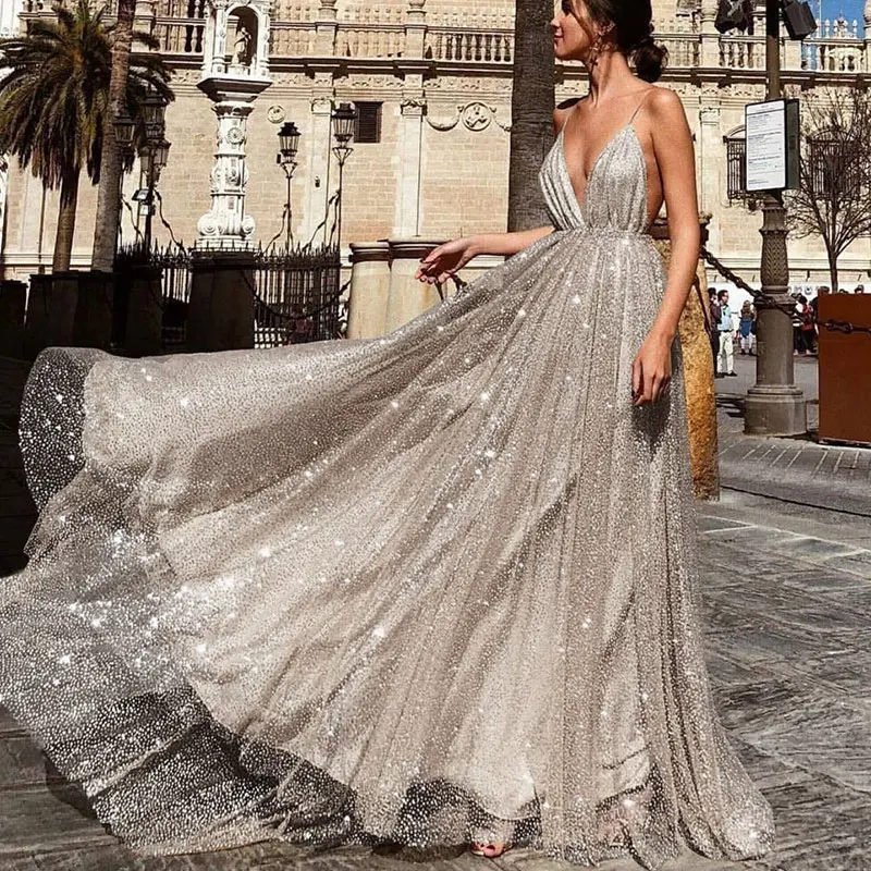New Women Sexy Slip Dress Deep V-neck Sleeveless Backless Slim Big Hem Long Dance Party Evening Dress
New Women Sexy Slip Dress Deep V-neck Sleeveless Backless Slim Big Hem Long Dance Party Evening Dress